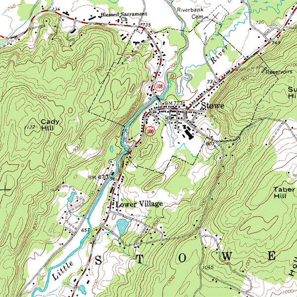 Fragment mapy topograficznej z poziomicami
